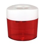 Custom Imprinted Dual Pencil Sharpener, Full Color - Transparent Red