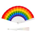 Custom Imprinted Folding Hand Fan - Rainbow