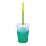 Custom Imprinted Mood 12 oz. Stadium Cup/Straw/Lid Set - Frosted to Green