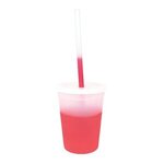 Custom Imprinted Mood 12 oz. Stadium Cup/Straw/Lid Set - Frosted to Pink