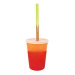 Custom Imprinted Mood 12 oz. Stadium Cup/Straw/Lid Set - Orange To Tropical Red