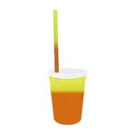 Custom Imprinted Mood 12 oz. Stadium Cup/Straw/Lid Set - Yellow to Orange