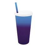 Custom Imprinted Mood 26 oz. Tumbler with Lid and Straw - Blue to Purple