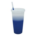 Custom Imprinted Mood 26 oz. Tumbler with Lid and Straw - Frosted to Blue