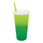 Custom Imprinted Mood 26 oz. Tumbler with Lid and Straw - Yellow To Green