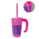 Custom Imprinted Mood(TM) oz. Stackable Beer Stein/Straw/Lid Set - Pink/Purple