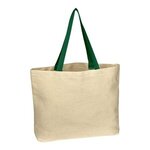 Custom Imprinted Natural Cotton Canvas Tote Bag Full Color - White-green