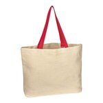 Custom Imprinted Natural Cotton Canvas Tote Bag Full Color - White-red