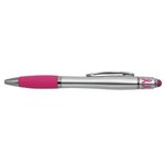 Custom Imprinted Ribbon Spin Top Pen with Stylus Full Color - Pink