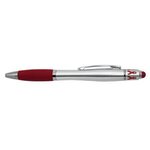 Custom Imprinted Ribbon Spin Top Pen with Stylus Full Color - Red