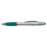 Custom Imprinted Ribbon Spin Top Pen with Stylus - Teal