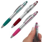 Custom Imprinted Ribbon Spin Top Pen with Stylus -  