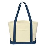 Custom Printed Cotton Canvas Tote Bag - White-navy Blue