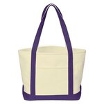 Custom Printed Cotton Canvas Tote Bag - White-purple