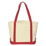 Custom Printed Cotton Canvas Tote Bag - White-red