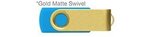 Custom Printed iClick 3.0 USB 128GB - Cyan w/ Gold Swivel