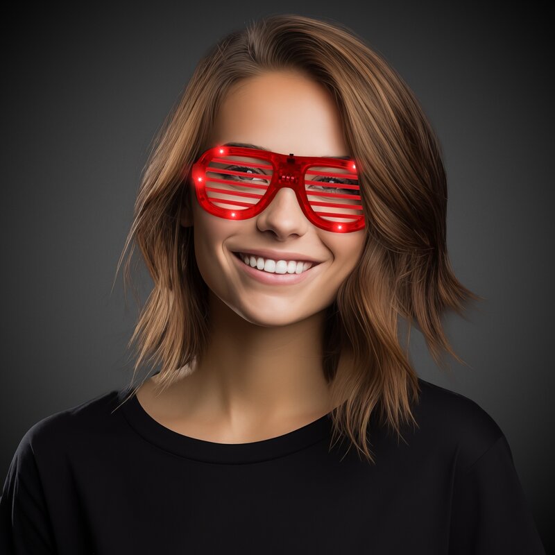Main Product Image for Custom Printed Light-Up LED Slotted Glasses Red