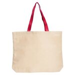 Custom Printed Natural Cotton Canvas Tote Bag Full Color - White-red