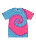 Custom Printed Tie-Dyed T-Shirt - Flo Blue/ Pink