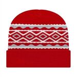 Diamond Pattern Knit Cap with Cuff - True Red