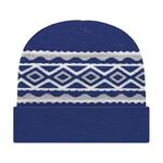 Diamond Pattern Knit Cap with Cuff - True Royal