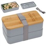 Double Decker Lunch Box with FSC® Bamboo Lid & Utensils -  