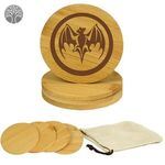 Drinkmat Set Of 4 Bamboo Coasters W/ Canvas Pouch -  