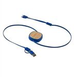 Dual Input 3-in-1 Bamboo Retractable Cable -  