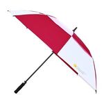 Elements 60" Recycled Auto Open Double Canopy Golf Umbrella - Red-white