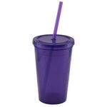 Explore - USA 16 Oz. Double Wall Tumbler Cup - Translucent Purple