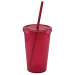 Explore - USA 16 Oz. Double Wall Tumbler Cup - Translucent Red