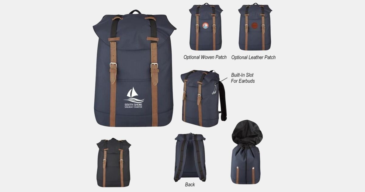 Flap Drawstring Backpack with your logo | ImprintLogo.com