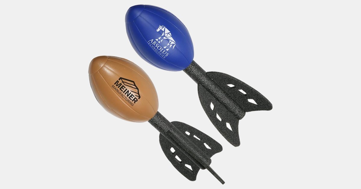 Footprinyt Rockets Imprinted Foam Football Rocket with your logo | ImprintLogo.com