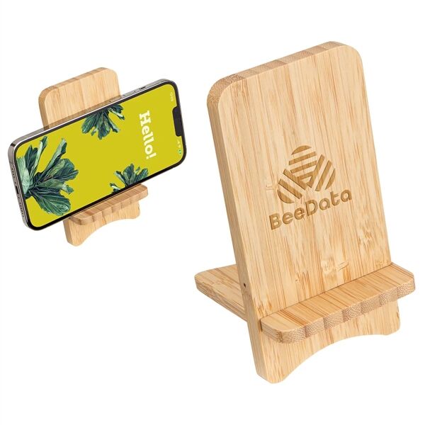 Main Product Image for Custom Printed FSC Bamboo Wireless Charger Portable Phone Stand