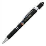 Halcyon® Executive Metal Spin Top Pen with Stylus, Full Col - Black