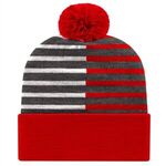 In Stock Half Color Knit Cap with Cuff - True Red-white