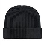 In Stock Ribbed Knit Cap with Cuff - Black