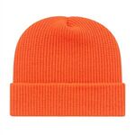 In Stock Ribbed Knit Cap with Cuff - Neon Blaze