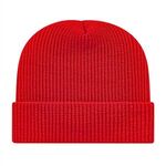 In Stock Ribbed Knit Cap with Cuff - True Red