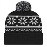 In Stock Snowflake Knit Cap w/ Cuff - Black