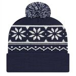 In Stock Snowflake Knit Cap w/ Cuff - True Navy