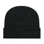 Knit Cap with Ribbed Cuff - Black