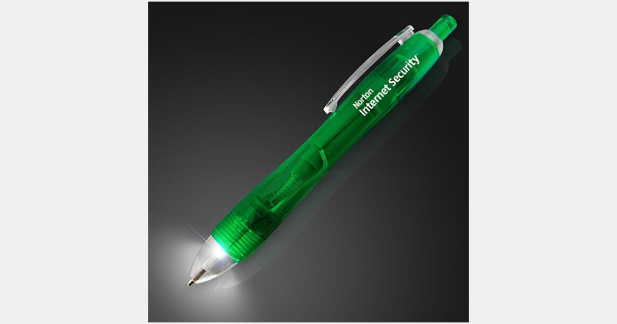 LED Light Tip Pen Green with your logo