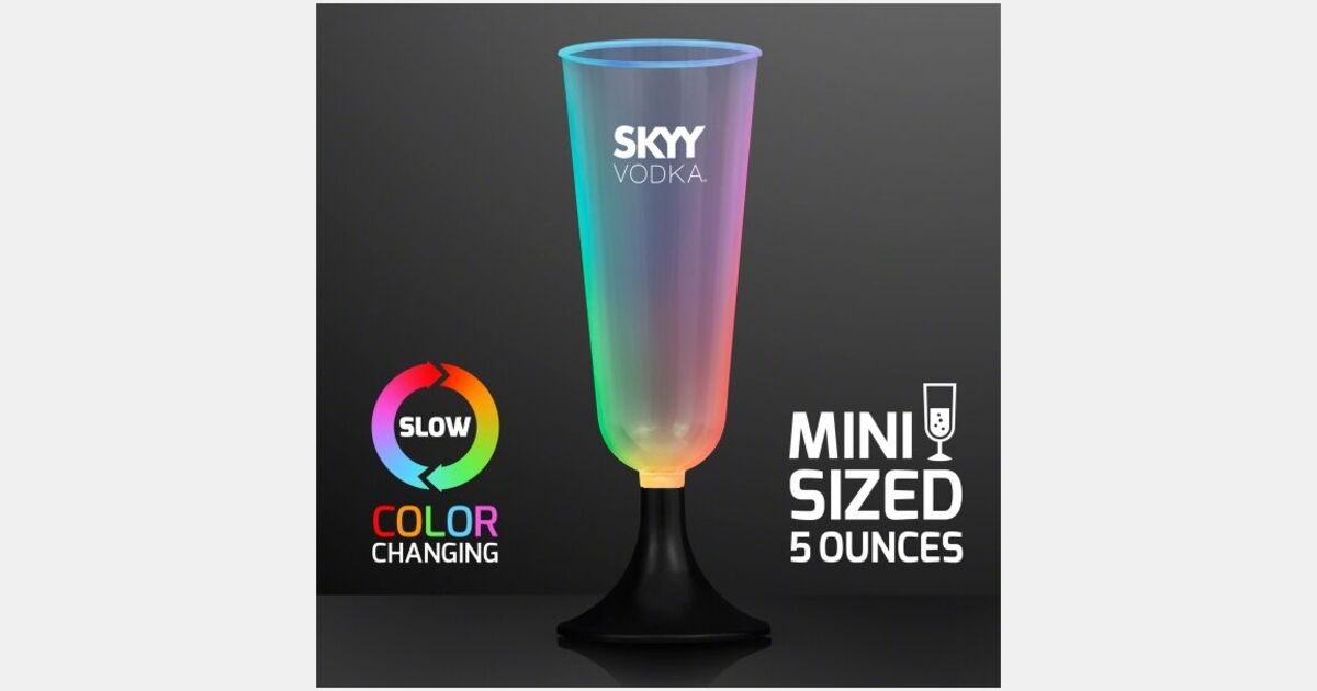 LED Mini Champagne Glass Sippers, Slow Color Change with your logo ...