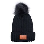 Leeman™ Knit Beanie with Fur Pom Pom -  