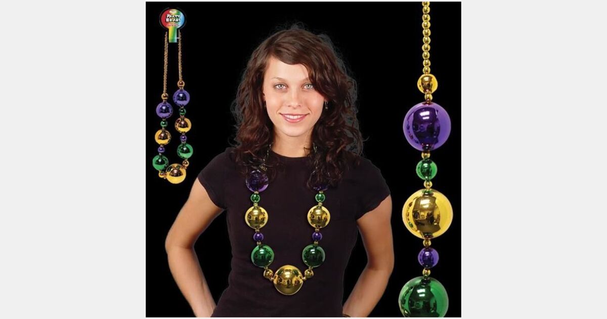 Mardi Gras Jumbo Bead Necklace with your logo | ImprintLogo.com