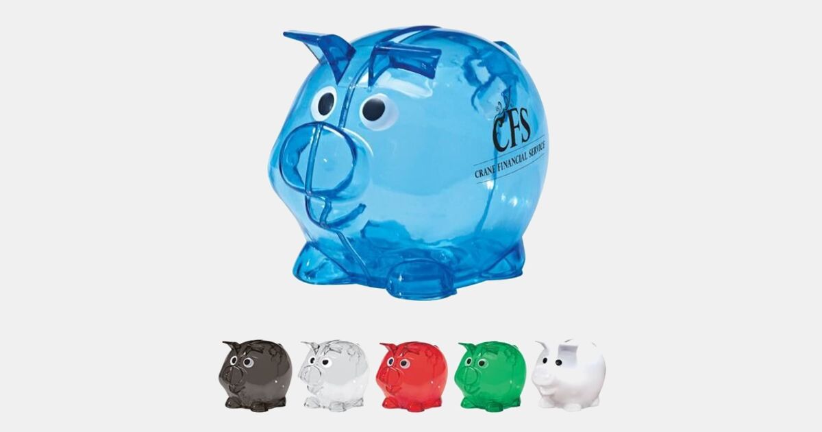 Mini Plastic Piggy Bank with your logo