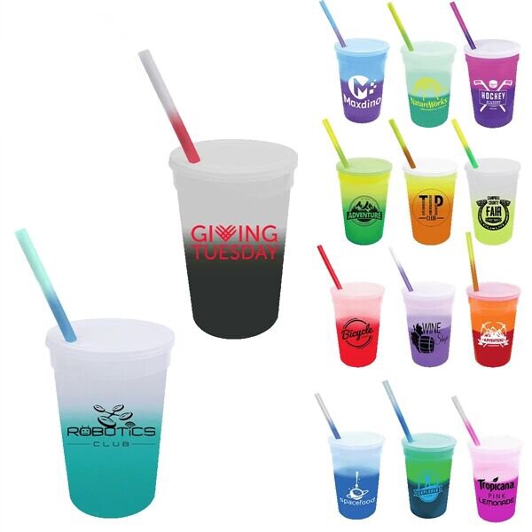 Main Product Image for Custom Imprinted Mood Stadium Cup/Straw/Lid Set 22 oz.