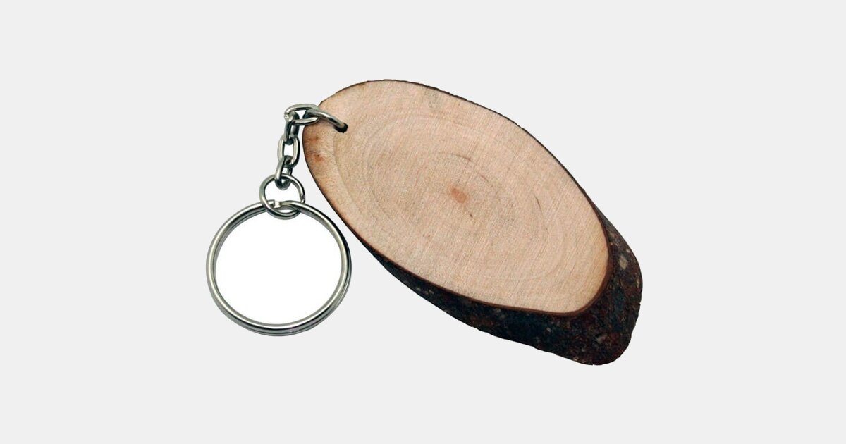 Natural Form Key Rings Promotional Natural Oval Wood Keyring with your logo | ImprintLogo.com