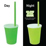 Nite Glow Stadium Cup/Straw/Lid Set 12 oz. - Neon Green